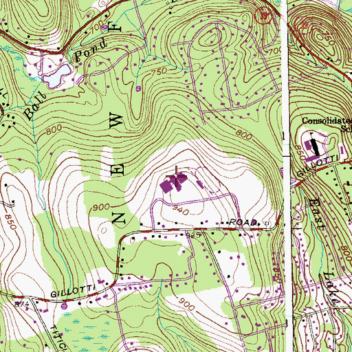 Topographic Map of New Fairfield Middle School, CT