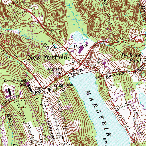 Topographic Map of New Fairfield Post Office, CT