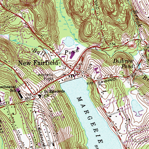 Topographic Map of New Fairfield Shopping Center, CT