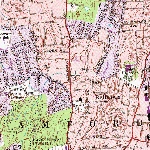 Topographic Map of Newfield Shopping Center, CT