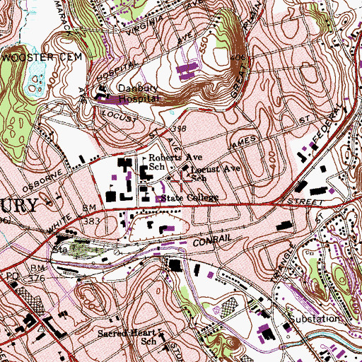 Topographic Map of Newman Center, CT