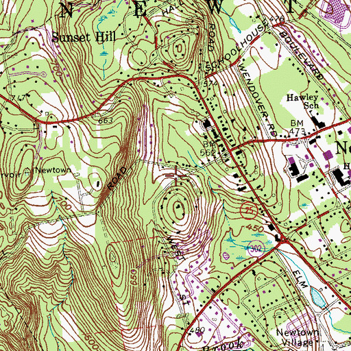 Topographic Map of Newtown Congregational CHurch, CT