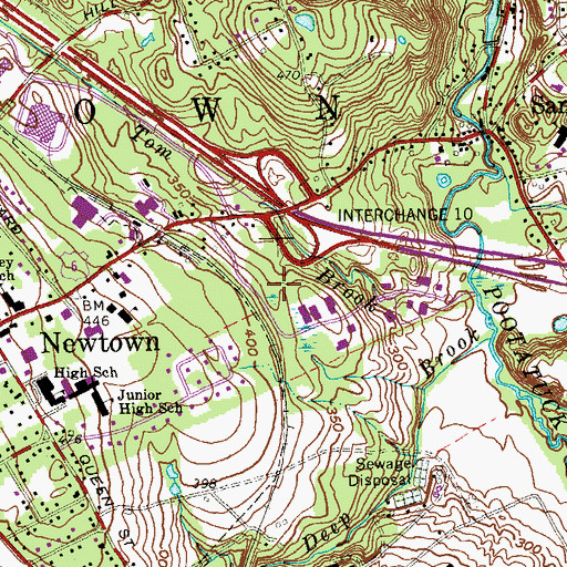 Topographic Map of Newtown Post Office, CT
