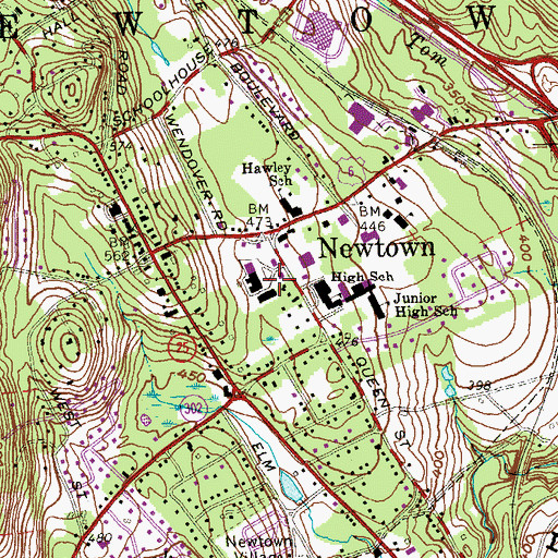 Topographic Map of Newtown Shopping Center, CT