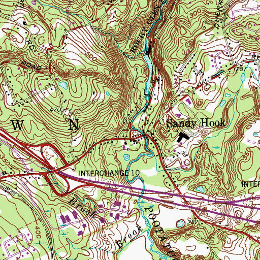 Topographic Map of Newtown United Methodist Church, CT
