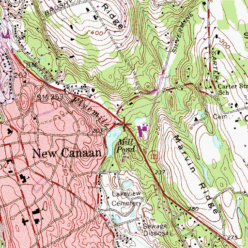 Topographic Map of Nichols Pond, CT