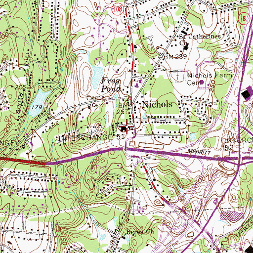 Topographic Map of Nichols School, CT