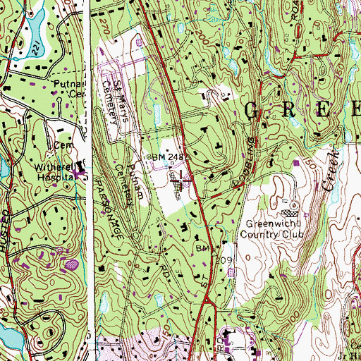 Topographic Map of North Street School, CT