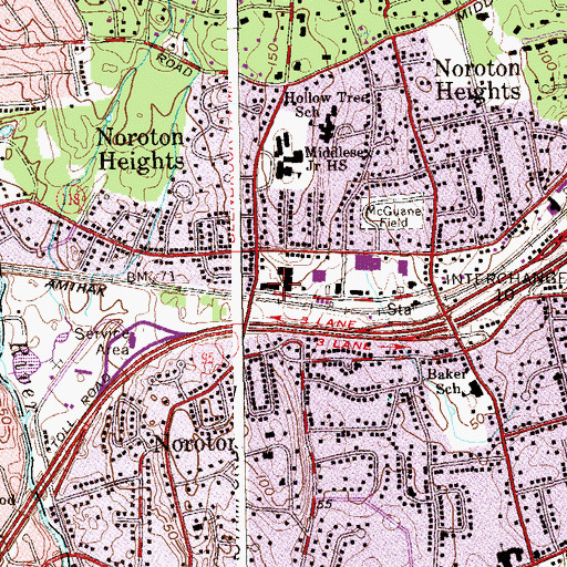 Topographic Map of Noroton Heights Shopping Center, CT