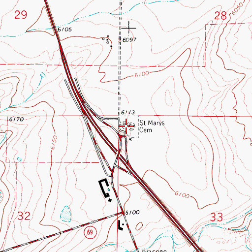 Topographic Map of Saint Marys North Cemetery, CO
