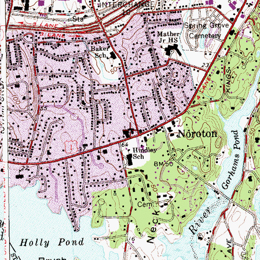 Topographic Map of Noroton Presbyterian Church, CT
