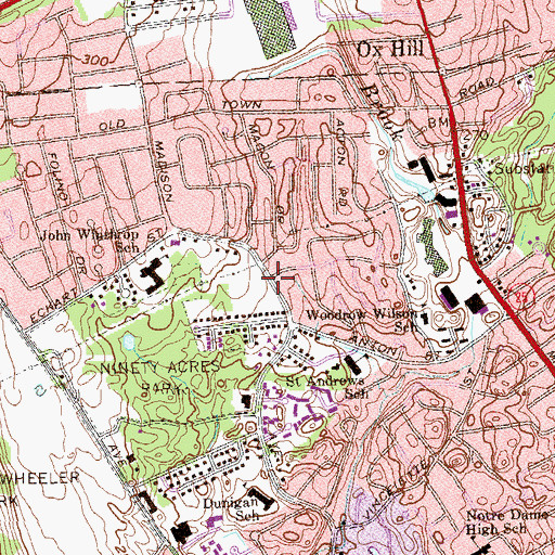 Topographic Map of North Branch Bridgeport Public Library, CT