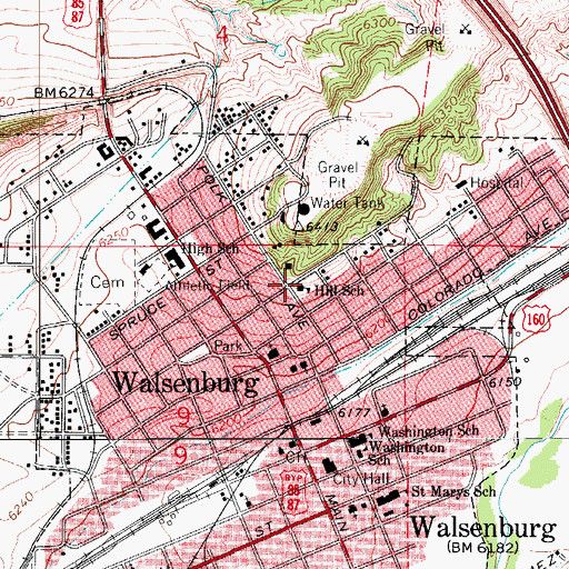 Topographic Map of Hill School, CO
