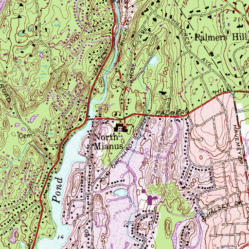 Topographic Map of North Mianus School, CT
