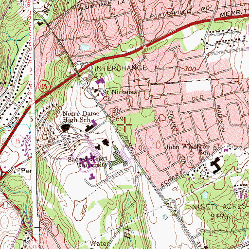 Topographic Map of North Park Baptist Church, CT