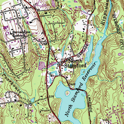 Topographic Map of North Stamford Congregational Church, CT