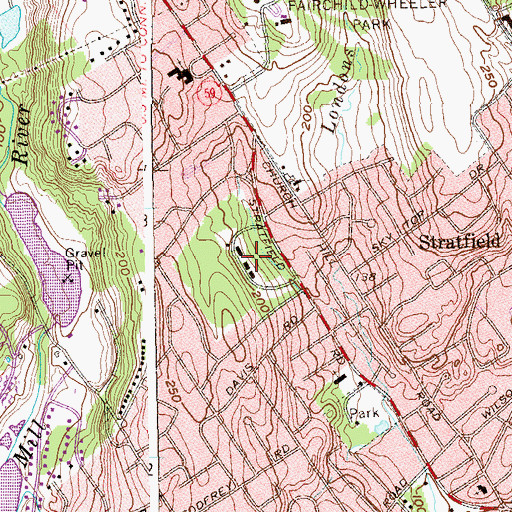 Topographic Map of North Stratfield School, CT