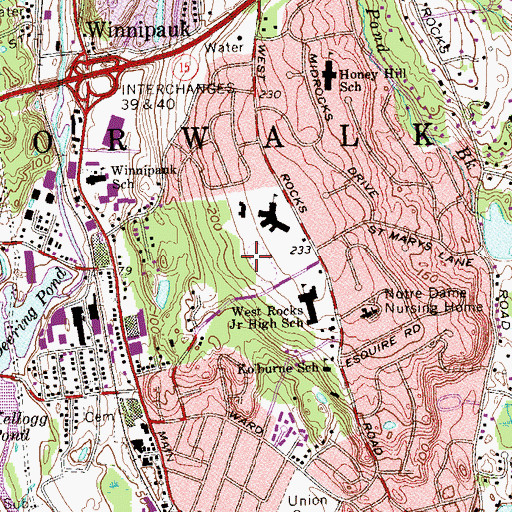 Topographic Map of Norwalk Airport (historical), CT