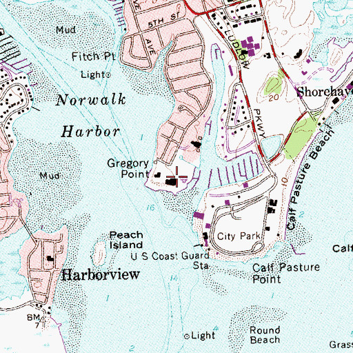 Topographic Map of Norwalk Country Club, CT