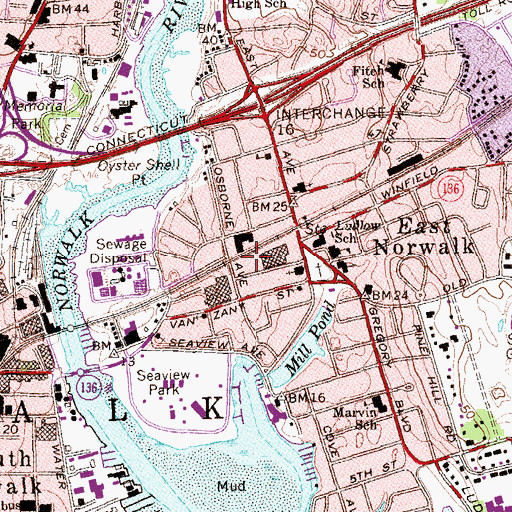 Topographic Map of Norwalk Factory Outlet Center Shopping Center, CT