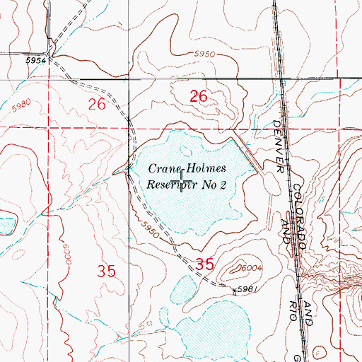 Topographic Map of Crane-Holmes Reservoir Number 2, CO