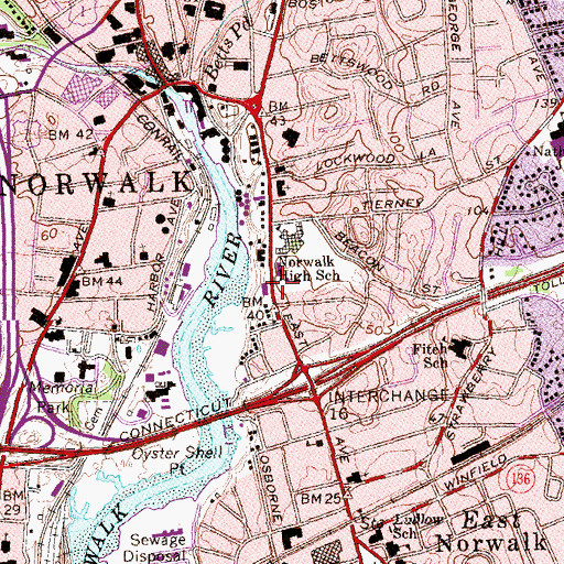 Topographic Map of Norwalk Museum Historical Refernce Library, CT