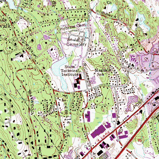 Topographic Map of Norwalk Technical Community College Learning Resources Center, CT