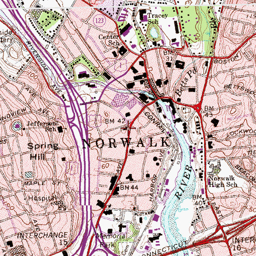 Topographic Map of Norwalk United Methodist Church, CT
