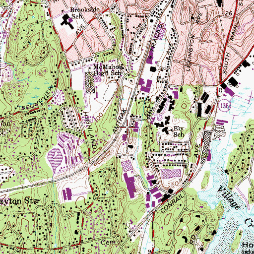 Topographic Map of Norwalk Yacht Club, CT