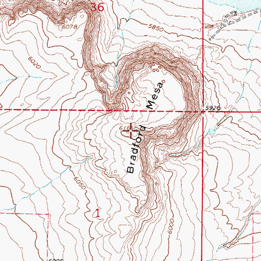Topographic Map of Bradford Mesa, CO