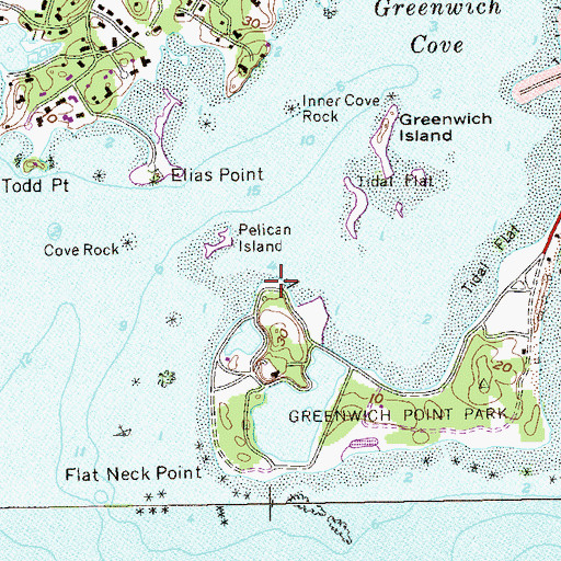 Topographic Map of Old Greenwich Yacht Club, CT