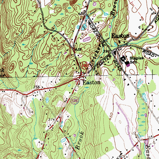 Topographic Map of Old Staples Academy, CT