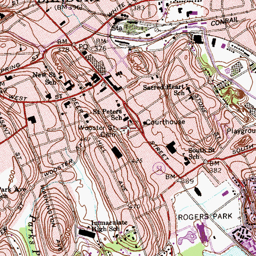 Topographic Map of Wooster Street Cemetery, CT