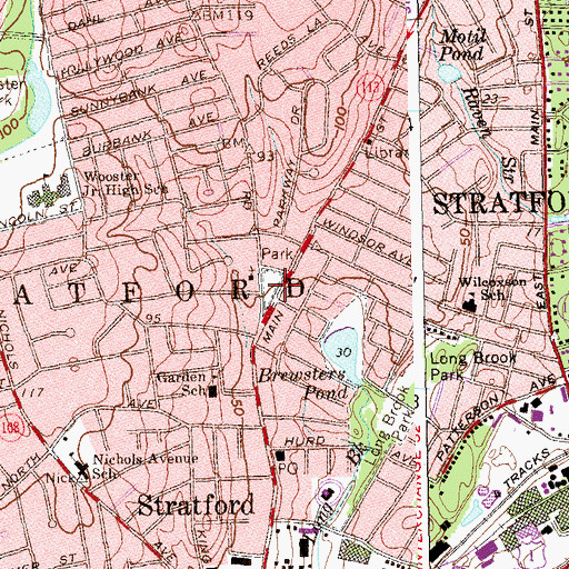 Topographic Map of Paradise Green Park, CT