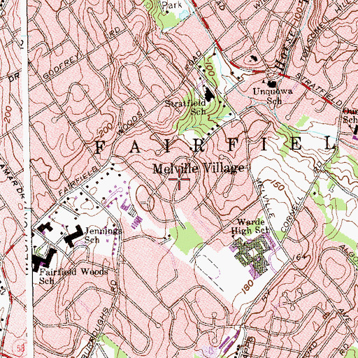 Topographic Map of Park Square, CT