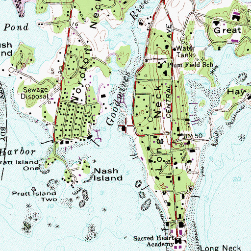 Topographic Map of Pear Tree Point Beach, CT