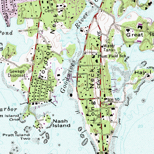 Topographic Map of Pear Tree Point Cove, CT