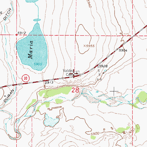 Topographic Map of Valdez Cemetery, CO