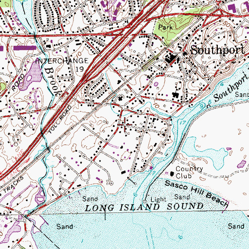 Topographic Map of Pequot Library, CT