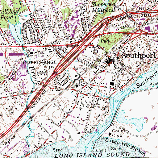 Topographic Map of Pequot Yacht Club, CT