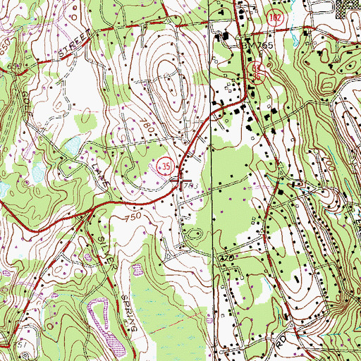 Topographic Map of Peter Parley School, CT
