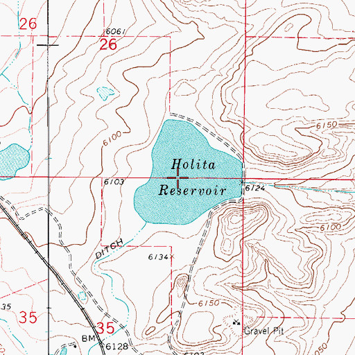 Topographic Map of Holita Reservoir, CO