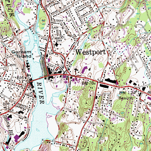 Topographic Map of Playhouse Plaza Shopping Center, CT
