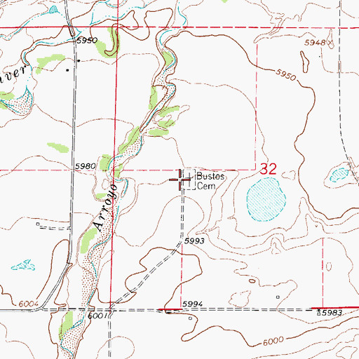 Topographic Map of Bustos Cemetery, CO