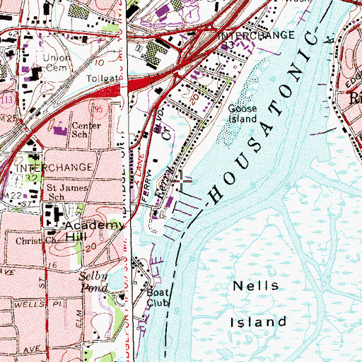Topographic Map of Pootatuck Yacht Club, CT