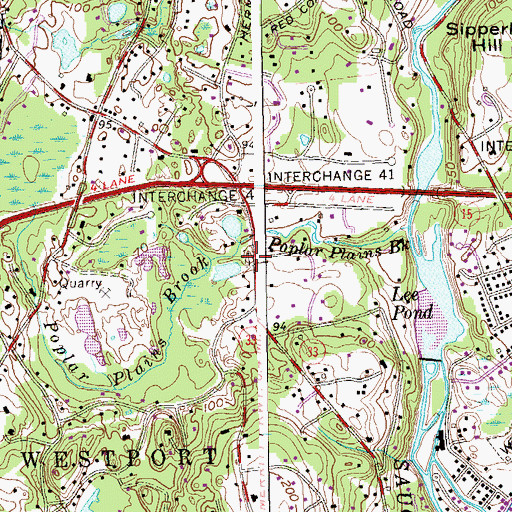 Topographic Map of Poplar Plains Cemetery, CT
