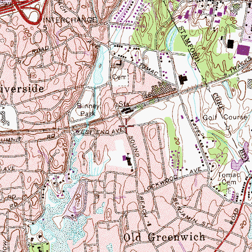 Topographic Map of Presbyterian Church of Greenwich, CT