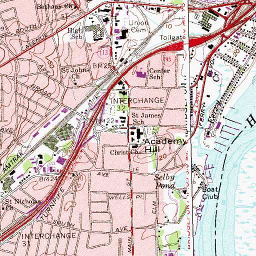 Topographic Map of Red Cross Headquarters, CT