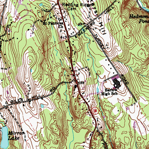 Topographic Map of Redding Ridge Post Office, CT