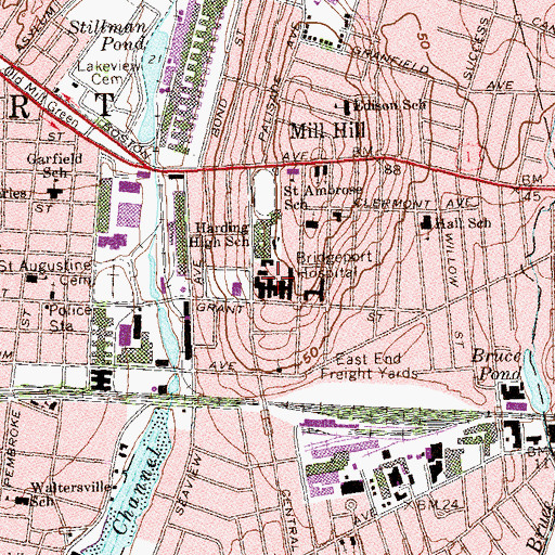 Topographic Map of Reeves Memorial Library, CT